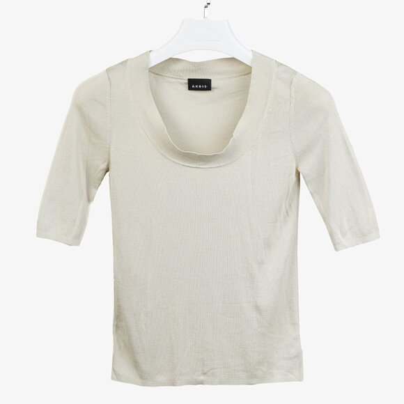 Akris Cream Scoop Neck Beige Knit Top - Picture 3 of 8